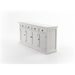 Pemberly Row Buffet Hutch Unit with 4 Glass Doors Solid Wood in White