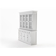 Pemberly Row Buffet Hutch Unit with 4 Glass Doors Solid Wood in White