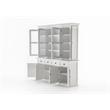 Pemberly Row Buffet Hutch Unit with 4 Glass Doors Solid Wood in White