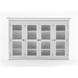 Pemberly Row Buffet Hutch Unit with 4 Glass Doors Solid Wood in White