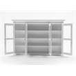 Pemberly Row Buffet Hutch Unit with 4 Glass Doors Solid Wood in White