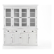 Pemberly Row Buffet Hutch Unit with 4 Glass Doors Solid Wood in White