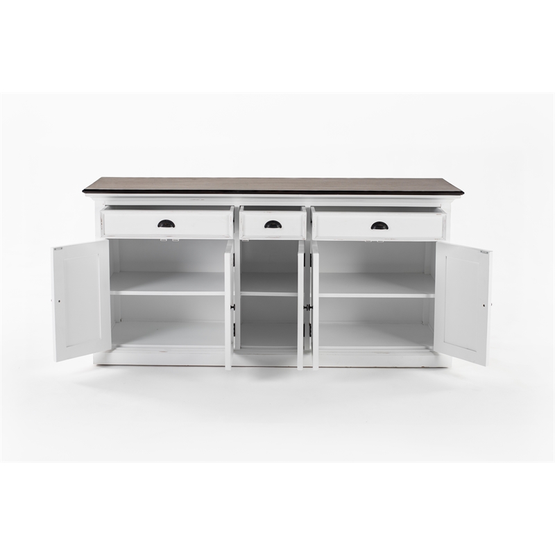 Pemberly Row Contemporary Buffet Solid Wood in White and Brown