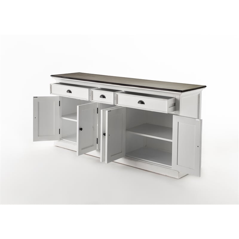 Pemberly Row Contemporary Buffet Solid Wood in White and Brown