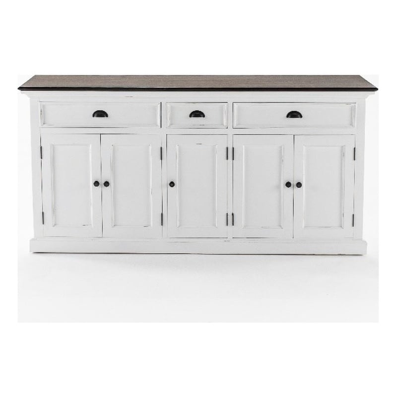 Pemberly Row Contemporary Buffet Solid Wood in White and Brown