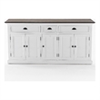 Pemberly Row Contemporary Buffet Solid Wood in White and Brown