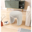 Pemberly Row Beige Faux Shearling Teddy Fabric Ottoman/Stool
