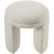 Pemberly Row Beige Faux Shearling Teddy Fabric Ottoman/Stool