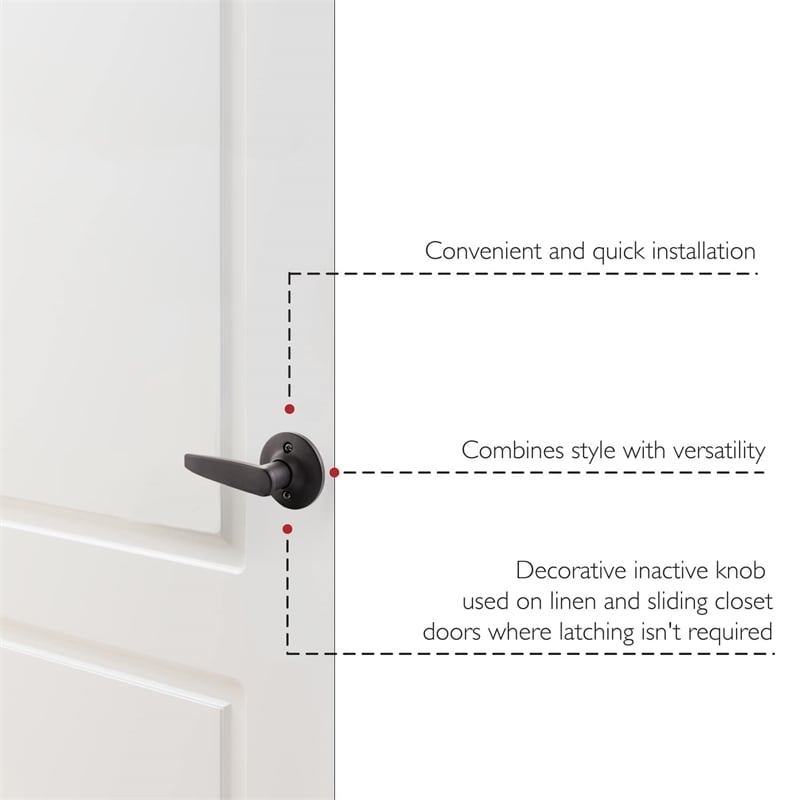 Pemberly Row Contemporary Dummy Brass Door Lever in Matte Black