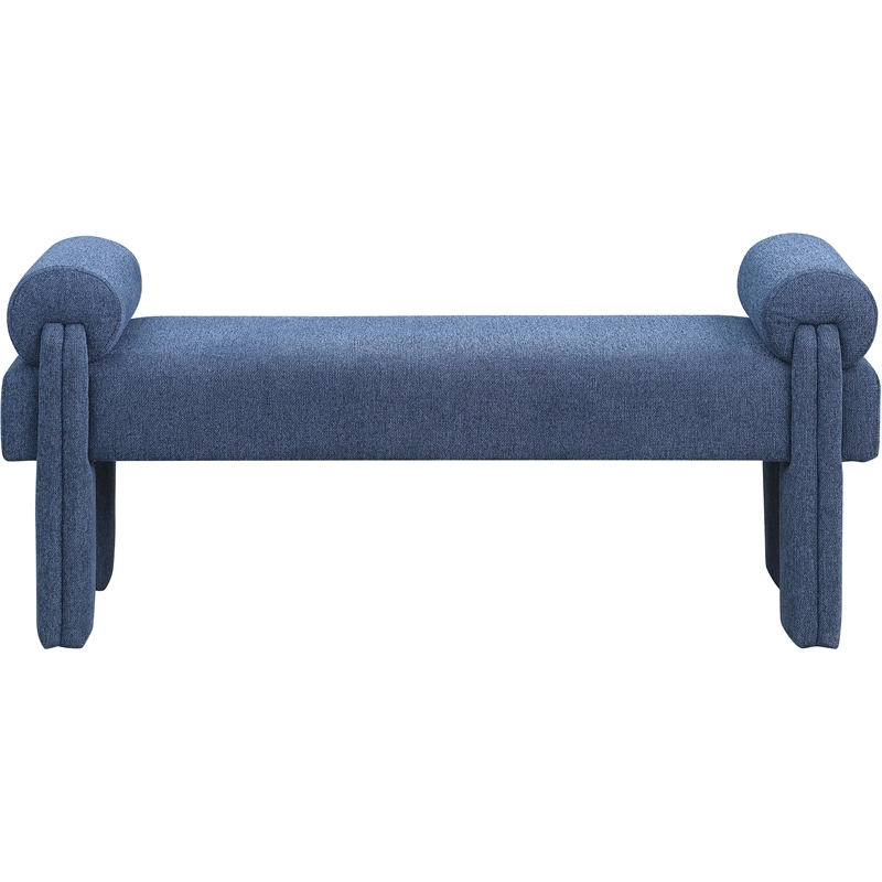 Pemberly Row Contemporary Transitional Navy Finish Fabric Bench