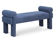 Pemberly Row Contemporary Transitional Navy Finish Fabric Bench