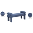 Pemberly Row Contemporary Transitional Navy Finish Fabric Bench