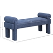 Pemberly Row Contemporary Transitional Navy Finish Fabric Bench