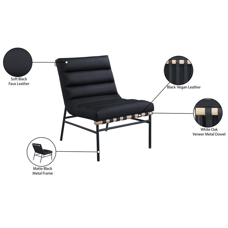 Pemberly Row Modern / Contemporary Black Vegan Leather Accent Chair