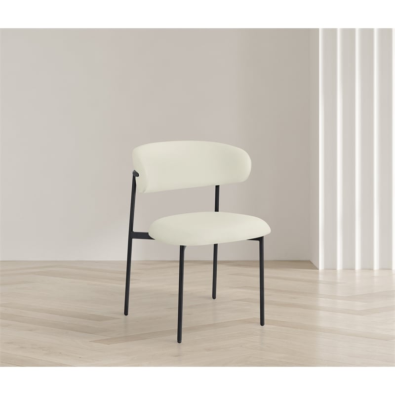 Pemberly Row Modern Cream Vegan Leather Dining Chair (Set of 2)
