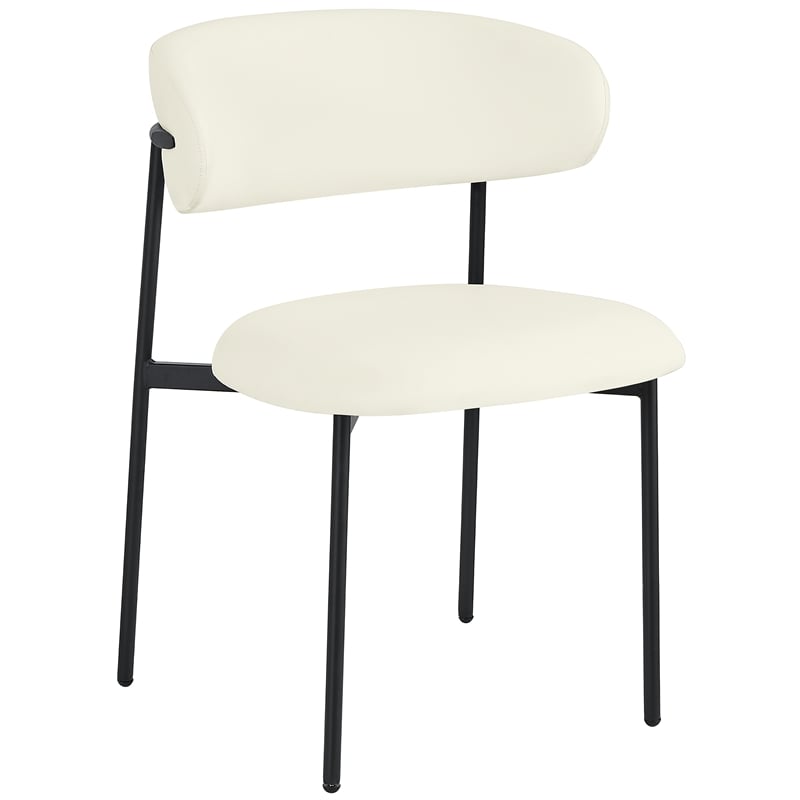 Pemberly Row Modern Cream Vegan Leather Dining Chair (Set of 2)
