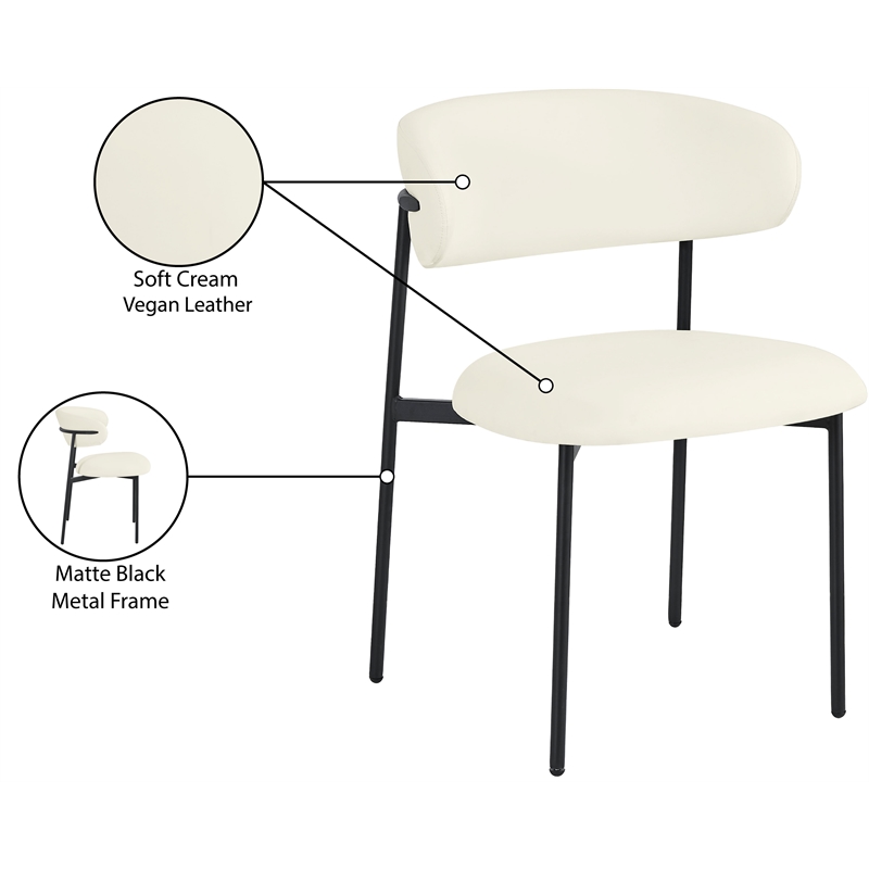 Pemberly Row Modern Cream Vegan Leather Dining Chair (Set of 2)