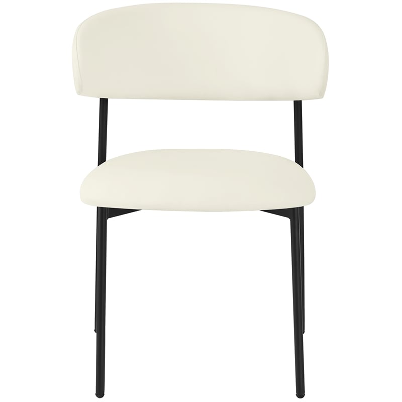 Pemberly Row Modern Cream Vegan Leather Dining Chair (Set of 2)