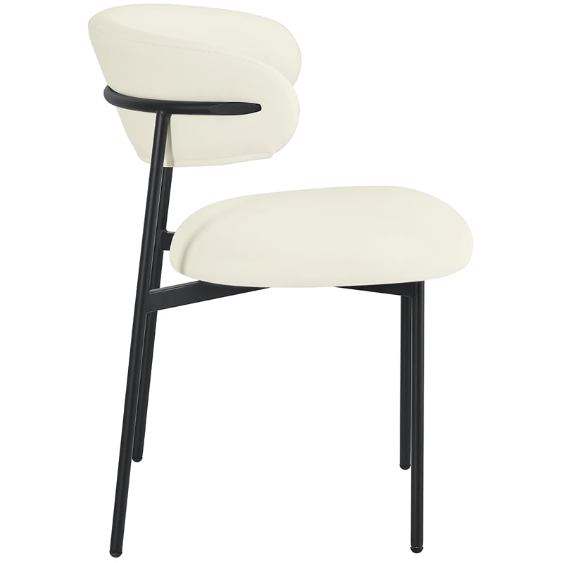 Pemberly Row Modern Cream Vegan Leather Dining Chair (Set of 2)