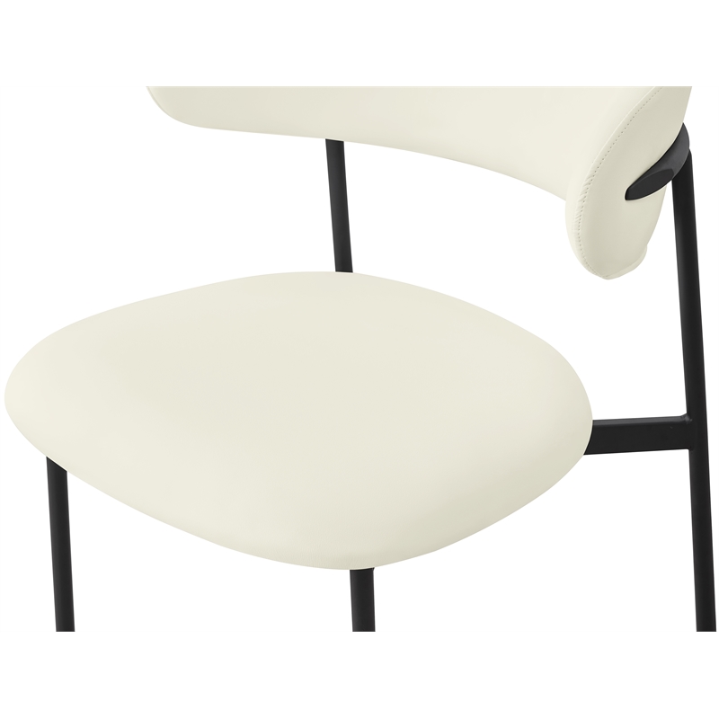 Pemberly Row Modern Cream Vegan Leather Dining Chair (Set of 2)