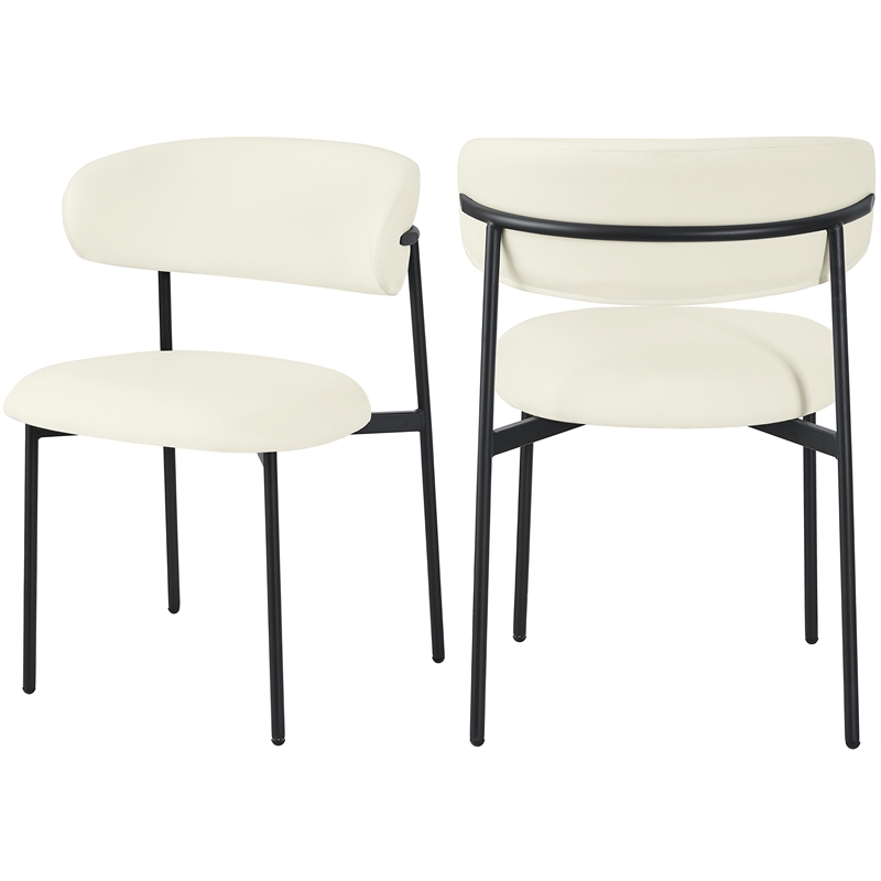 Pemberly Row Modern Cream Vegan Leather Dining Chair (Set of 2)
