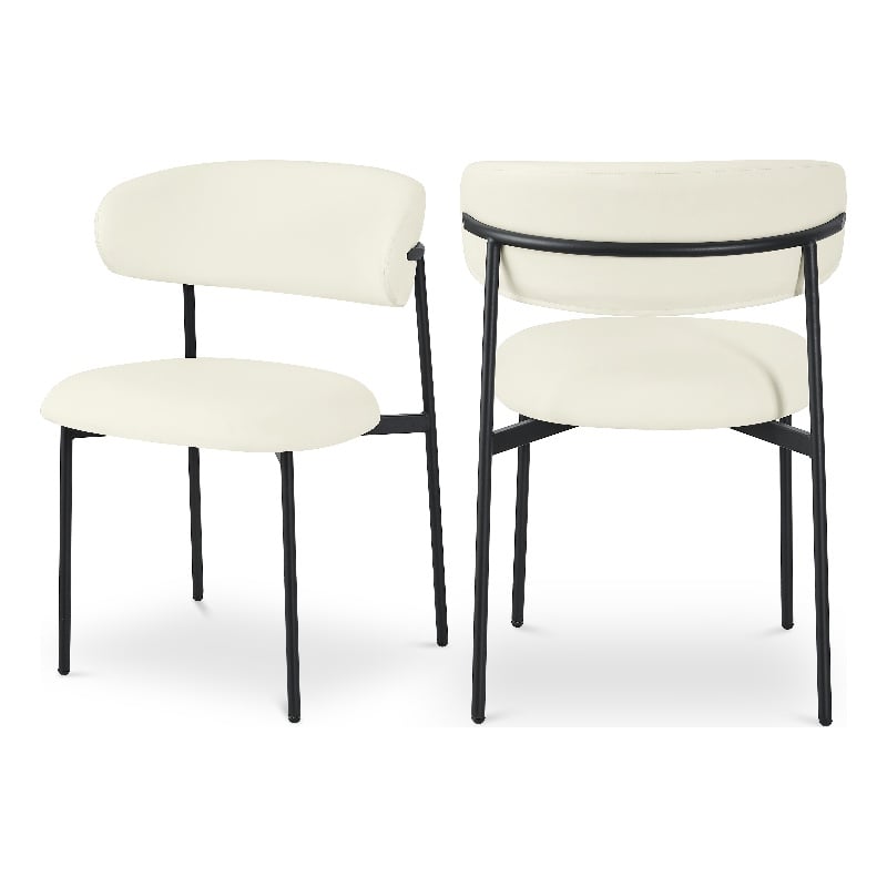 Pemberly Row Modern Cream Vegan Leather Dining Chair (Set of 2)