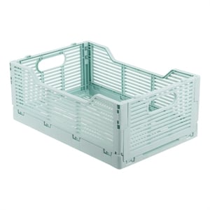 pemberly row set of 6 seafoam blue folding plastic storage organization crate