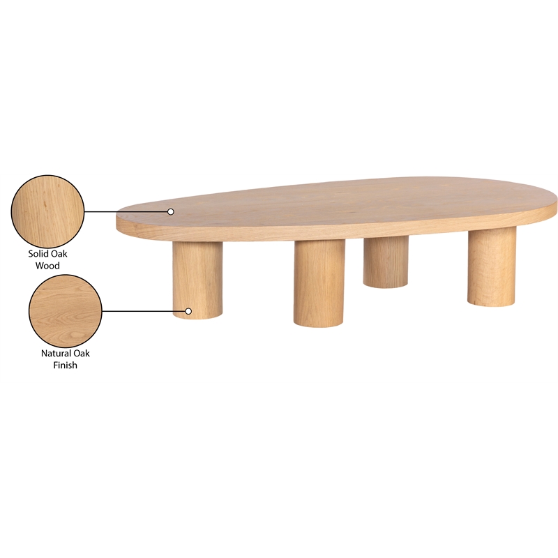 Pemberly Row Contemporary Transitional Solid Oak Wood Coffee Table