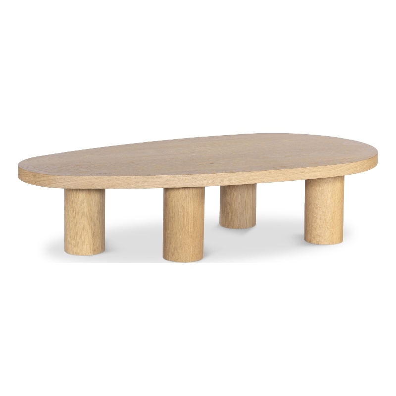 Pemberly Row Contemporary Transitional Solid Oak Wood Coffee Table