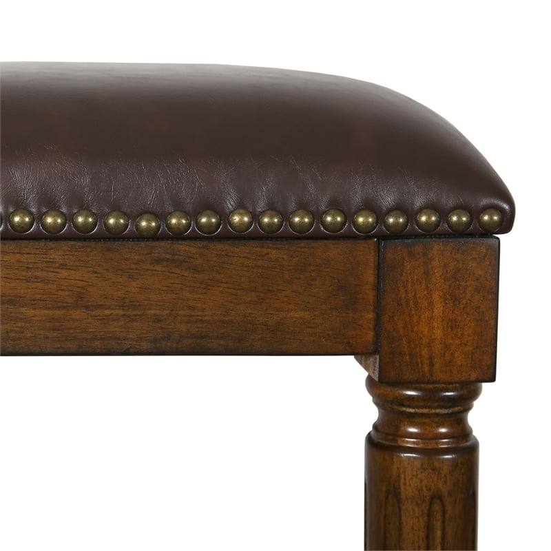 Pemberly Row Modern 31in.H Square Bar Stool- Distressed Walnut