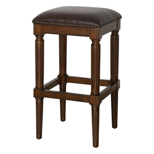 Pemberly Row Modern 31in.H Square Bar Stool- Distressed Walnut