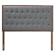Pemberly Row Gray Fabric and Walnut Brown Wood King size Headboard