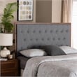 Pemberly Row Gray Fabric and Walnut Brown Wood King size Headboard