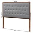 Pemberly Row Gray Fabric and Walnut Brown Wood King size Headboard