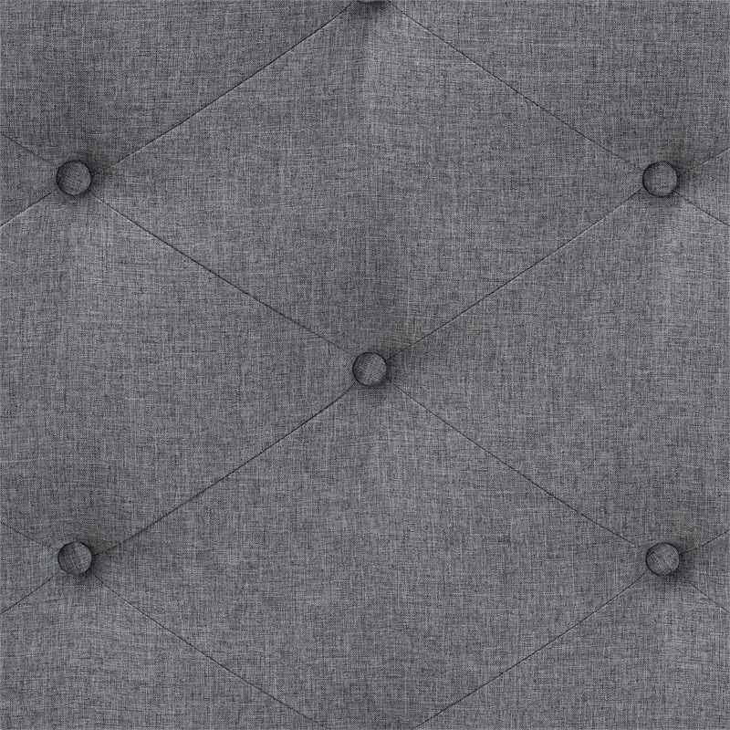 Pemberly Row Gray Fabric and Walnut Brown Wood King Size Headboard