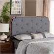 Pemberly Row Gray Fabric and Walnut Brown Wood King Size Headboard