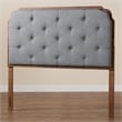 Pemberly Row Gray Fabric and Walnut Brown Wood King Size Headboard