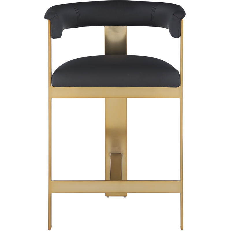 Pemberly Row Modern Black Vegan Leather Counter Stool (Set of 2)