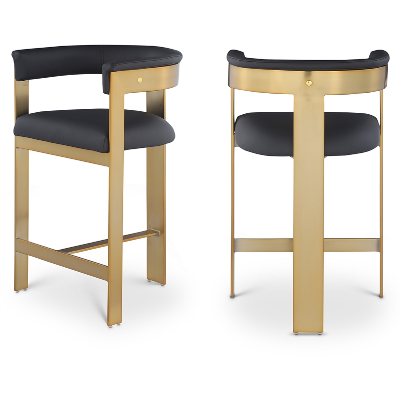 Pemberly Row Modern Black Vegan Leather Counter Stool (Set of 2)