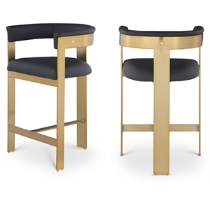 Pemberly Row Modern Black Vegan Leather Counter Stool (Set of 2)