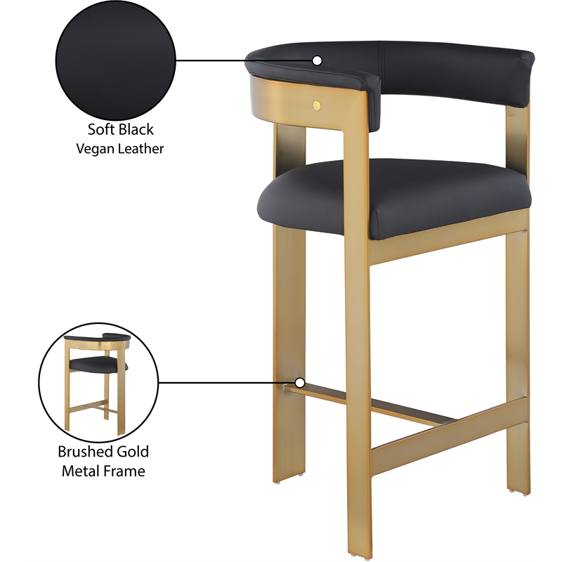 Pemberly Row Modern Black Vegan Leather Counter Stool (Set of 2)