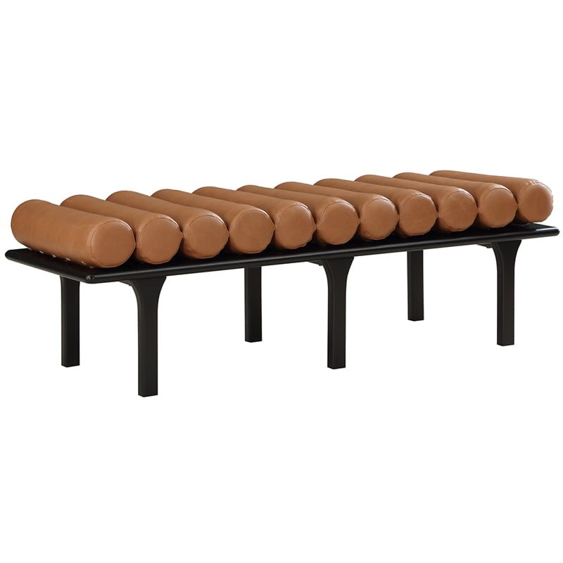 Pemberly Row Modern / Contemporary Cognac Vegan Leather Bench