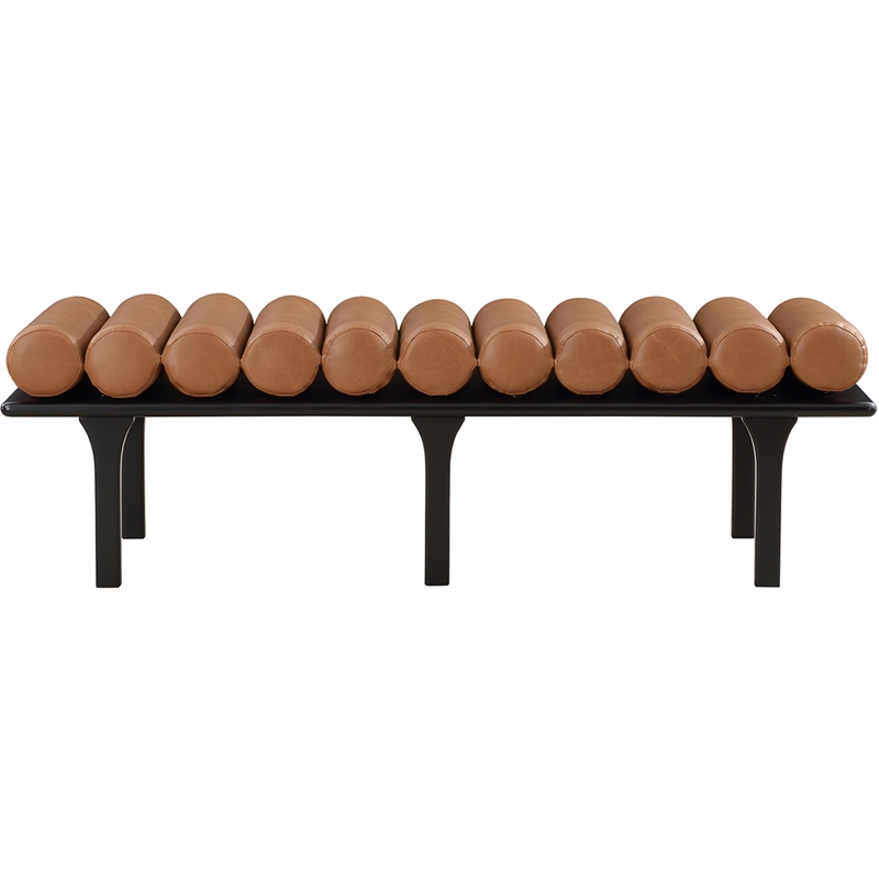 Pemberly Row Modern / Contemporary Cognac Vegan Leather Bench