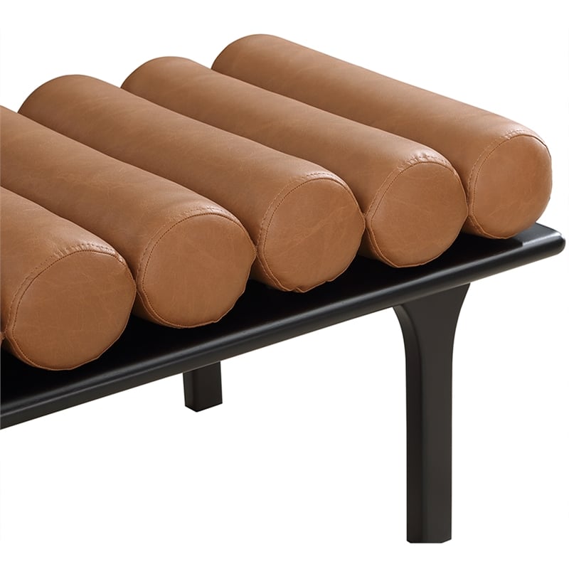 Pemberly Row Modern / Contemporary Cognac Vegan Leather Bench