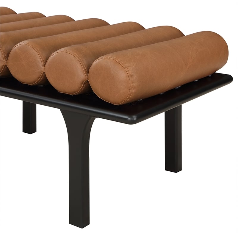 Pemberly Row Modern / Contemporary Cognac Vegan Leather Bench
