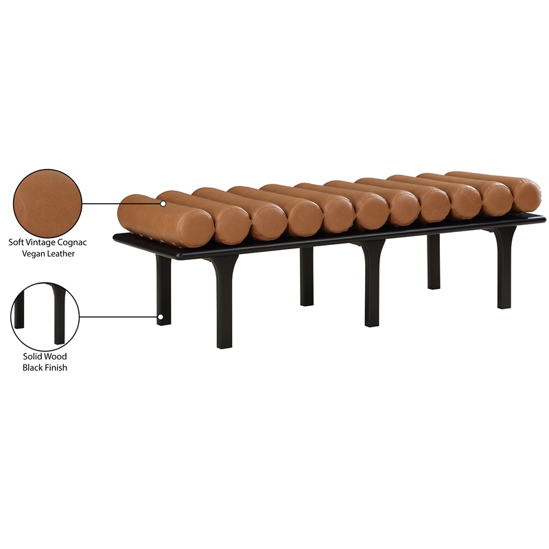 Pemberly Row Modern / Contemporary Cognac Vegan Leather Bench