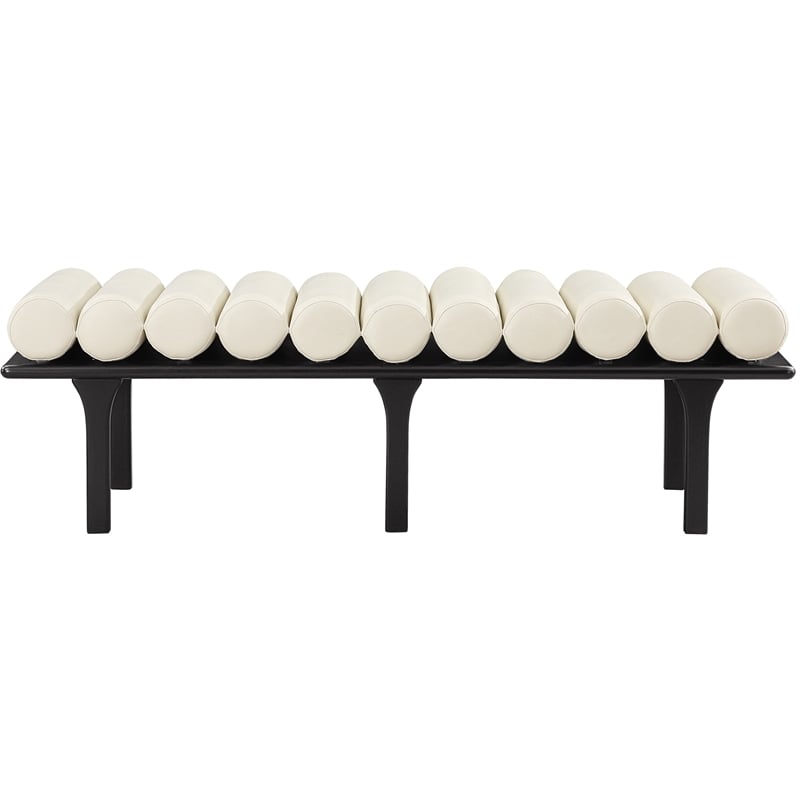 Pemberly Row Modern / Contemporary Cream Vegan Leather Bench