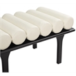 Pemberly Row Modern / Contemporary Cream Vegan Leather Bench