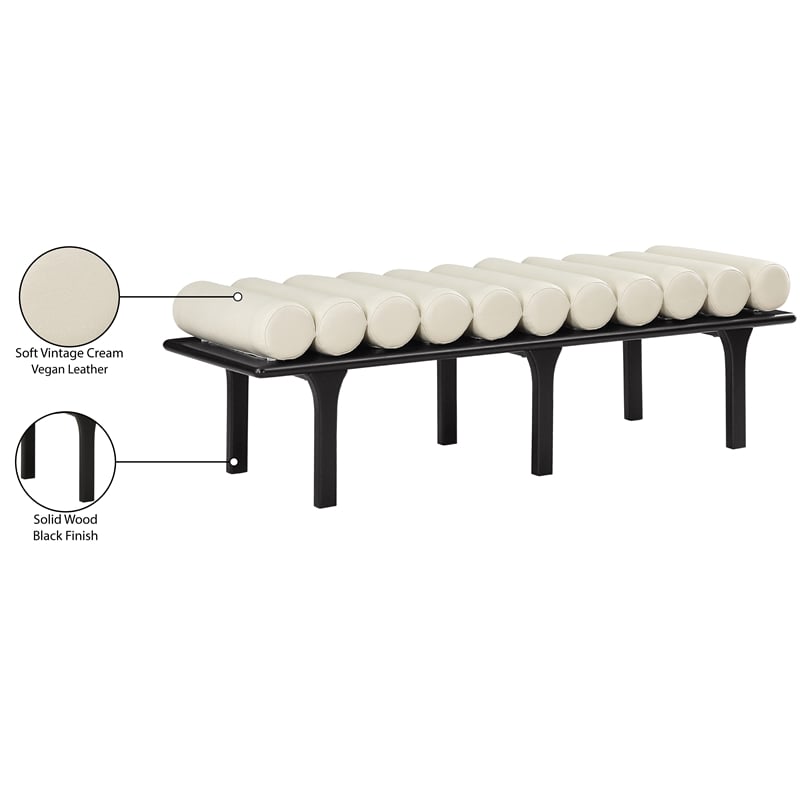 Pemberly Row Modern / Contemporary Cream Vegan Leather Bench
