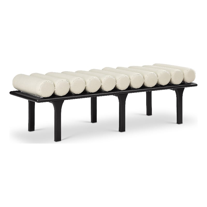 Pemberly Row Modern / Contemporary Cream Vegan Leather Bench